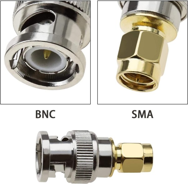 SMA Male to BNC Male Adapter Imgs (2) SMA Male to BNC Male RF Coaxial Cable Adapter | SMA to BNC Jack Connector – Pack of 2