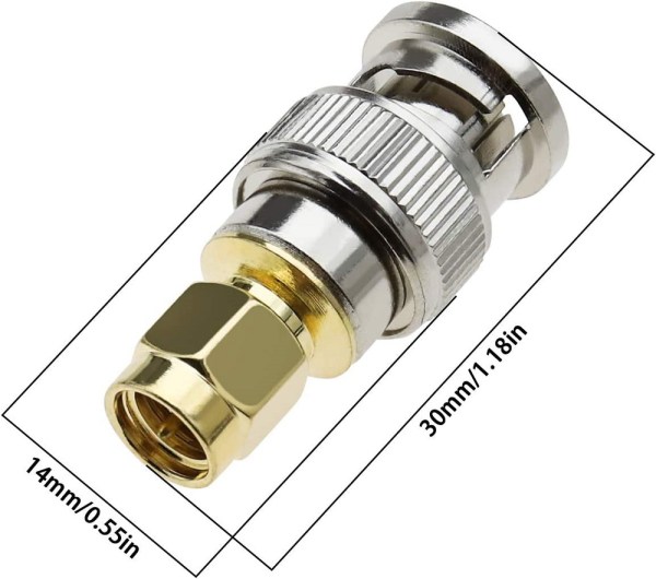 SMA Male to BNC Male Adapter Imgs (6) SMA Male to BNC Male RF Coaxial Cable Adapter | SMA to BNC Jack Connector – Pack of 2