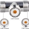 UHF Female to Dual Female Tee Adapter | SO-239 Triple Female RF Splitter (Pack of 2) | for Ham Radio, Antennas, CB Radio & RF Applications