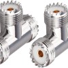 UHF Female to Dual Female Tee Adapter | SO-239 Triple Female RF Splitter (Pack of 2) | for Ham Radio, Antennas, CB Radio & RF Applications
