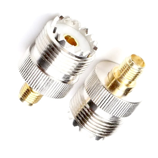 UHF Female to SMA Female Adapter | Coaxial RF Connector | SO-239 to SMA-F Straight Adapter (Pack of 2) | for Ham Radio, Antennas, RF Equipment & Wireless Devices