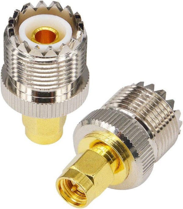 UHF Female to SMA Male Adapter | SO-239 to SMA-M Coaxial RF Connector - (Pack of 2)