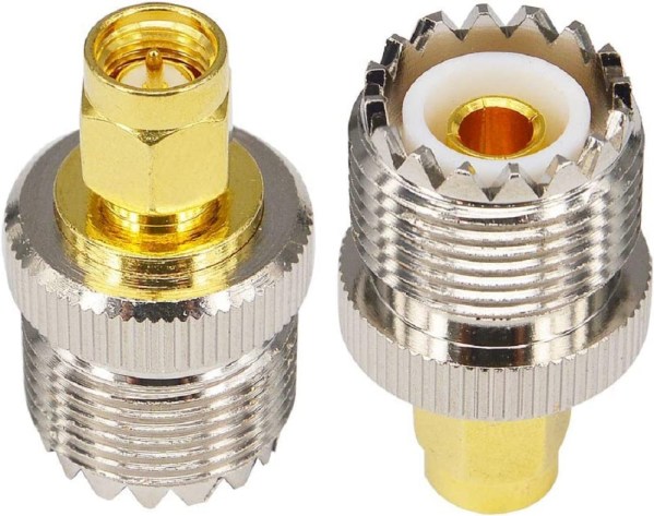 UHF Female to SMA Male Adapter | SO-239 to SMA-M Coaxial RF Connector - (Pack of 2)