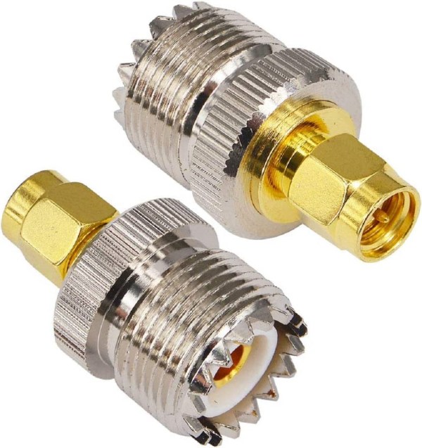 UHF Female to SMA Male Adapter | SO-239 to SMA-M Coaxial RF Connector - (Pack of 2)