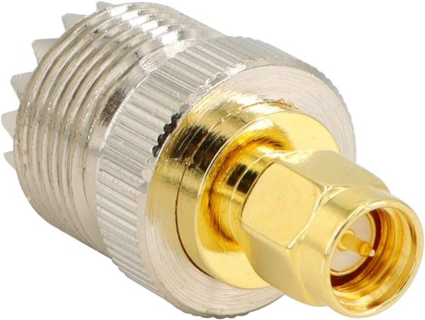 UHF Female to SMA Male Adapter | SO-239 to SMA-M Coaxial RF Connector - (Pack of 2)