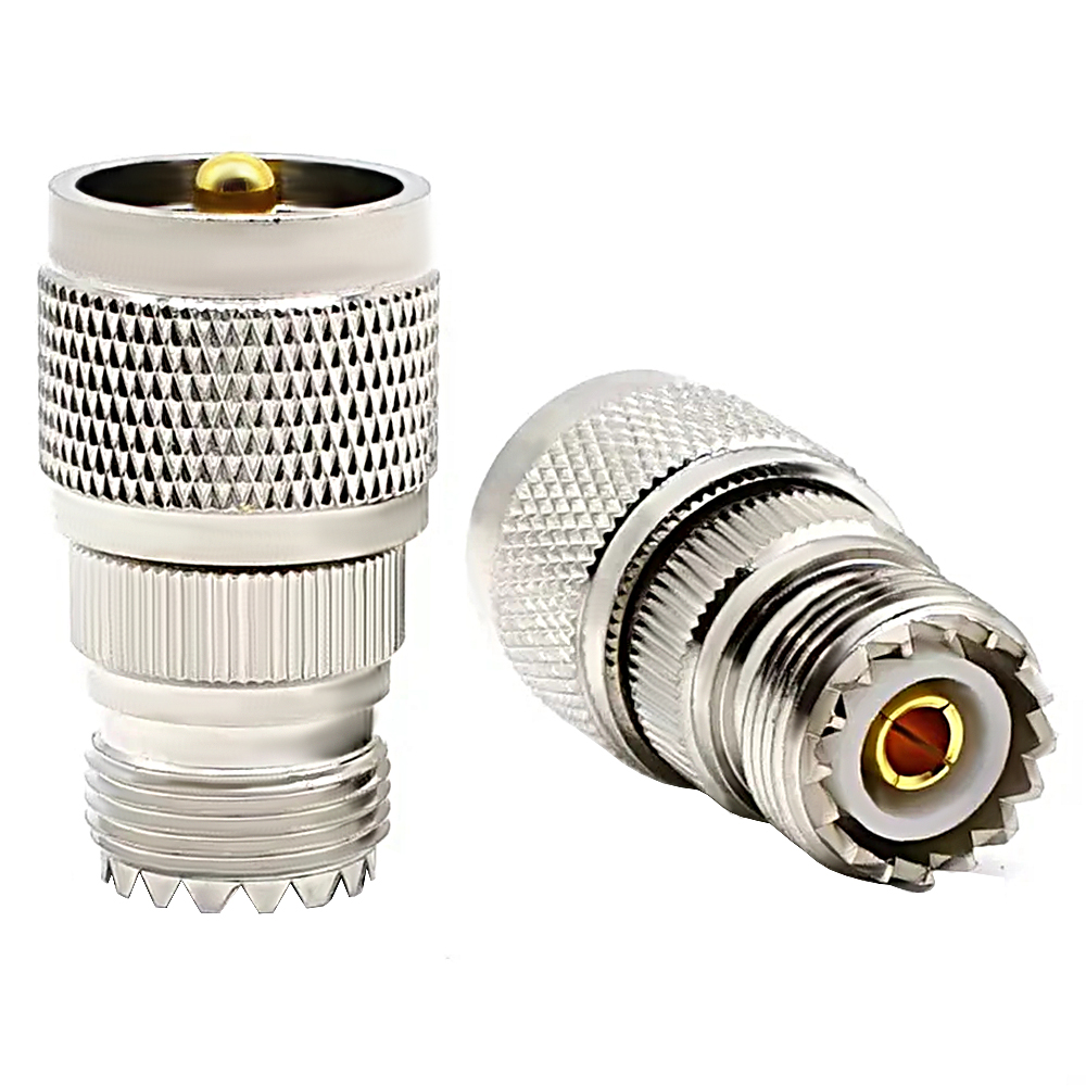 UHF Male to UHF Female Adapter | PL-259 to SO-239 RF Coax Connector | UHF Coaxial Cable Jointer - Pack of 2