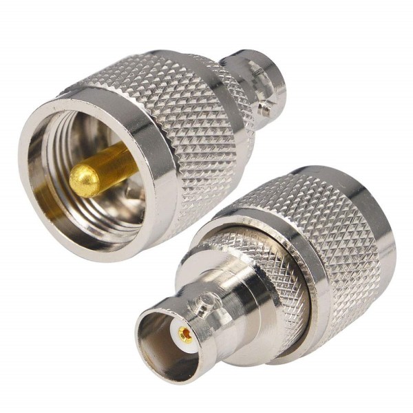 UHF Male to BNC Female Adapter | PL-259 to BNC RF Coax Connector | UHF to BNC Jointer - Pack of 2