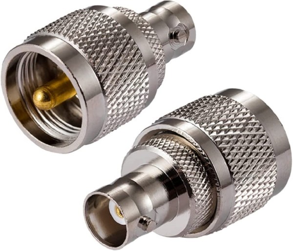 UHF Male to BNC Female Adapter | PL-259 to BNC RF Coax Connector | UHF to BNC Jointer - Pack of 2
