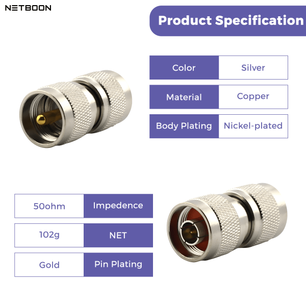 n male to uhf male adapter connector (7) N Male to UHF Male RF Coaxial Adapter | N to UHF PL-259 Connector | Pack of 2