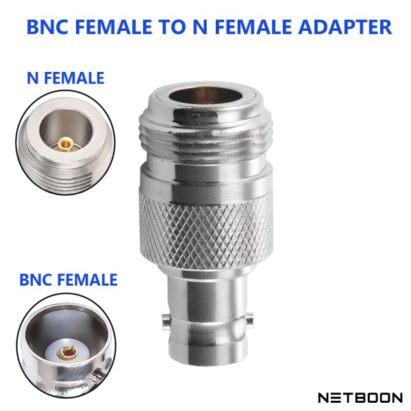 BNC Female to N Female Adapter | RF Coaxial Connector | N-Type to BNC Coupler - Pack of 2