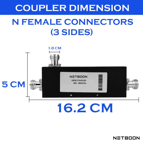 Two Way N Female Type 15dB Coupler | 5G Splitter for Coaxial Cable and RF Equipments- 690-3800MHz