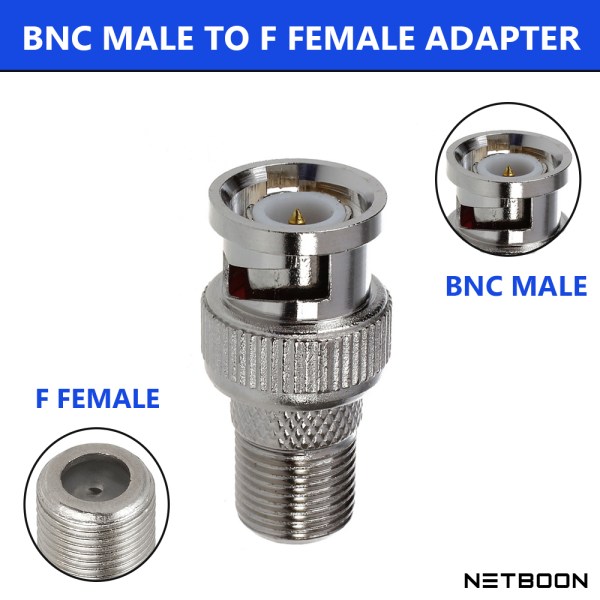 NETBOON BNC Male to F-Type Female Adapter | RF Coaxial Connector | BNC to F-Type Jack Converter - Pack of 2