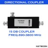 Two Way N Female Type 15dB Coupler | 5G Splitter for Coaxial Cable and RF Equipments- 690-3800MHz