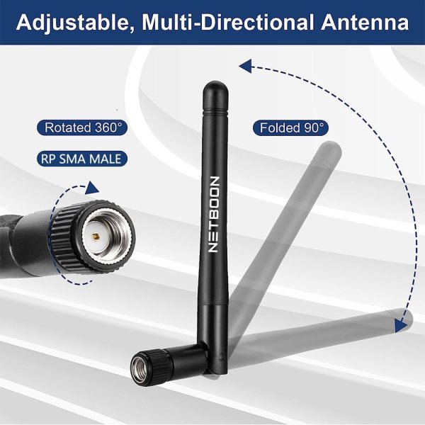 3dBi RP-SMA Male Rubber Duck WiFi Antenna | 2.4GHz Wireless Antenna for Router, USB Adapter, IP Camera – Pack of 2