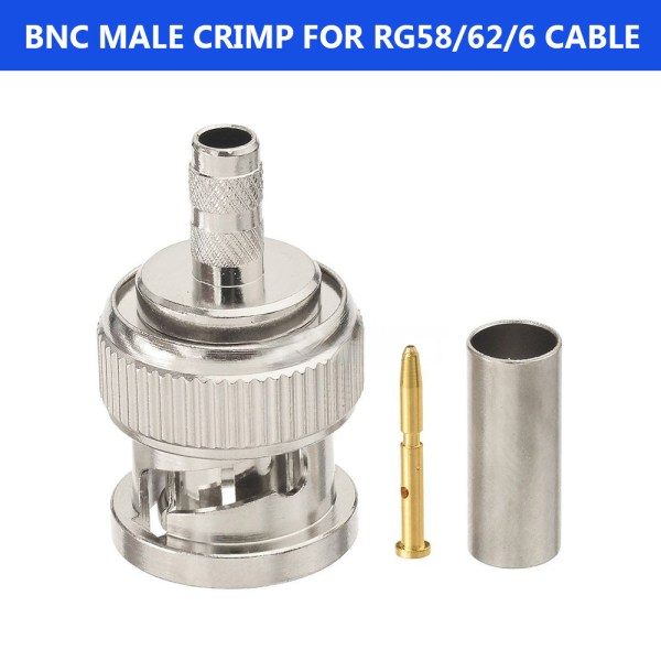 BNC Male Connector for Coaxial Cable LMR200, HLF200, RG 58 Coaxial Cable - PACK OF 2