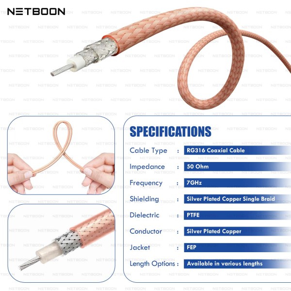 RG316 Ultra Low Loss RF Coaxial Extension Cable