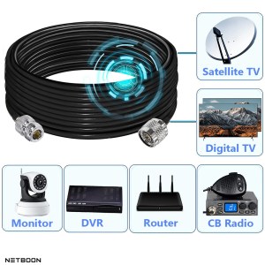 Vecys N à N Mâle Cavalier N Mâle à N Mâle Câble Coaxial à Faible Perte RG58 49.2FT/15M Pour 3G 4G 5G LTE Antenne Jambon Radio GPS WiFi