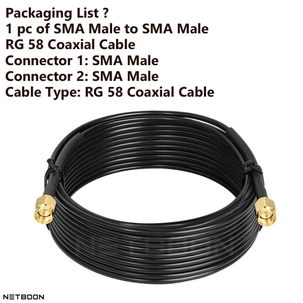 SMA Male to SMA Male RG 58 Coaxial Cable4 Ultra Low Loss 50 Ohm RG 58 Coax Jumper Cable with SMA Male to SMA Male | SMA to SMA Male Connector