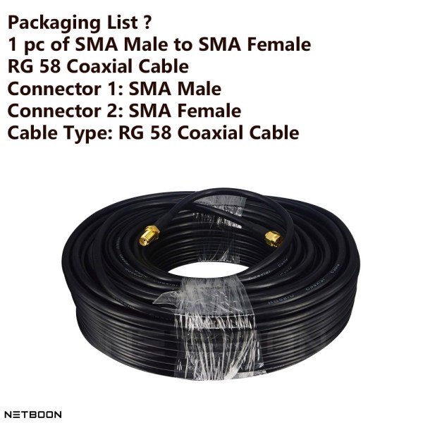 SMAMale to SMA Female RG 58 Cable6 SMA Male Female RG 58 Extension Cable | 50 Ohm SMA Female to SMA Male Coaxial Jack Cable