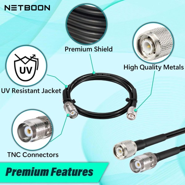 TNC Male to TNC Female with RG 58 Cable 3 Ultra Low Loss HLF 200 Cable with TNC Male to TNC Female Jack Coaxial Connector
