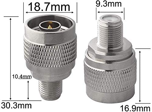 N Male to F Type Female Adapter RF Coax Cable Coupler - Pack of 2