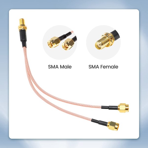 SMA Female to Dual SMA Male Y Type RG 316 Coaxial Extension Cable- 15cm