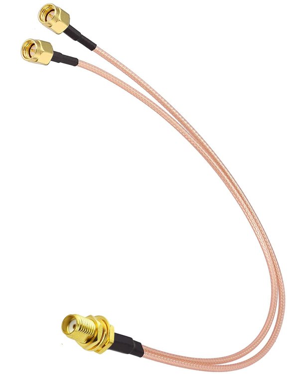 SMA Female to Dual SMA Male Y Type RG 316 Coaxial Extension Cable- 15cm