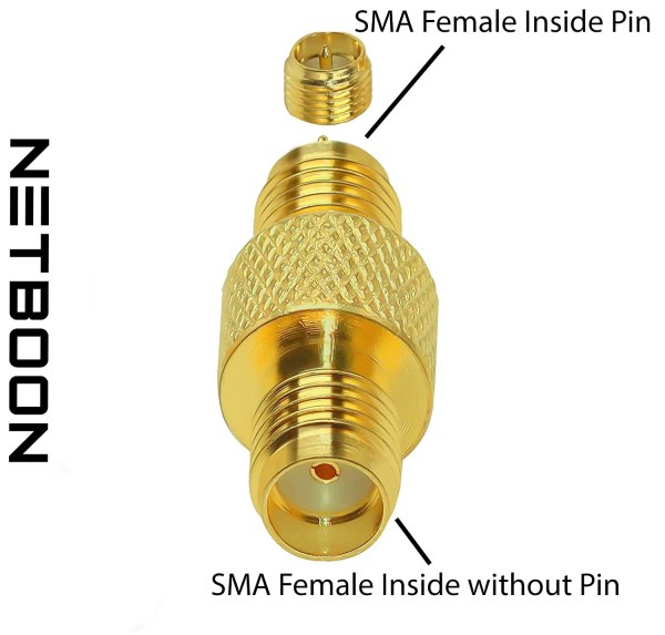 SMA Female to RP SMA Female 2 SMA Female to RP-SMA Female RF Adapter Connector | Coaxial Coupler – Pack of 2