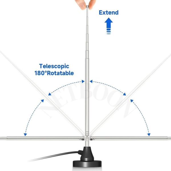 3dBi Telescopic Magnetic Base Antenna with N Male Connector RG 58 Cable for Ham Radio | CB Radio | Amateur Mobile Radio Antenna