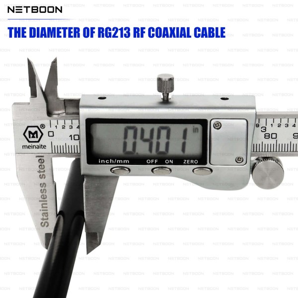 NETBOON RG213 Coaxial Cable Assembly with BNC Male to BNC Male Connectors, 50 Ohm Low Loss RF Cable for CCTV Cameras, Oscilloscopes, Test Instruments & Communication (4) RG 213 Copper Cable for Wi-Fi Applications