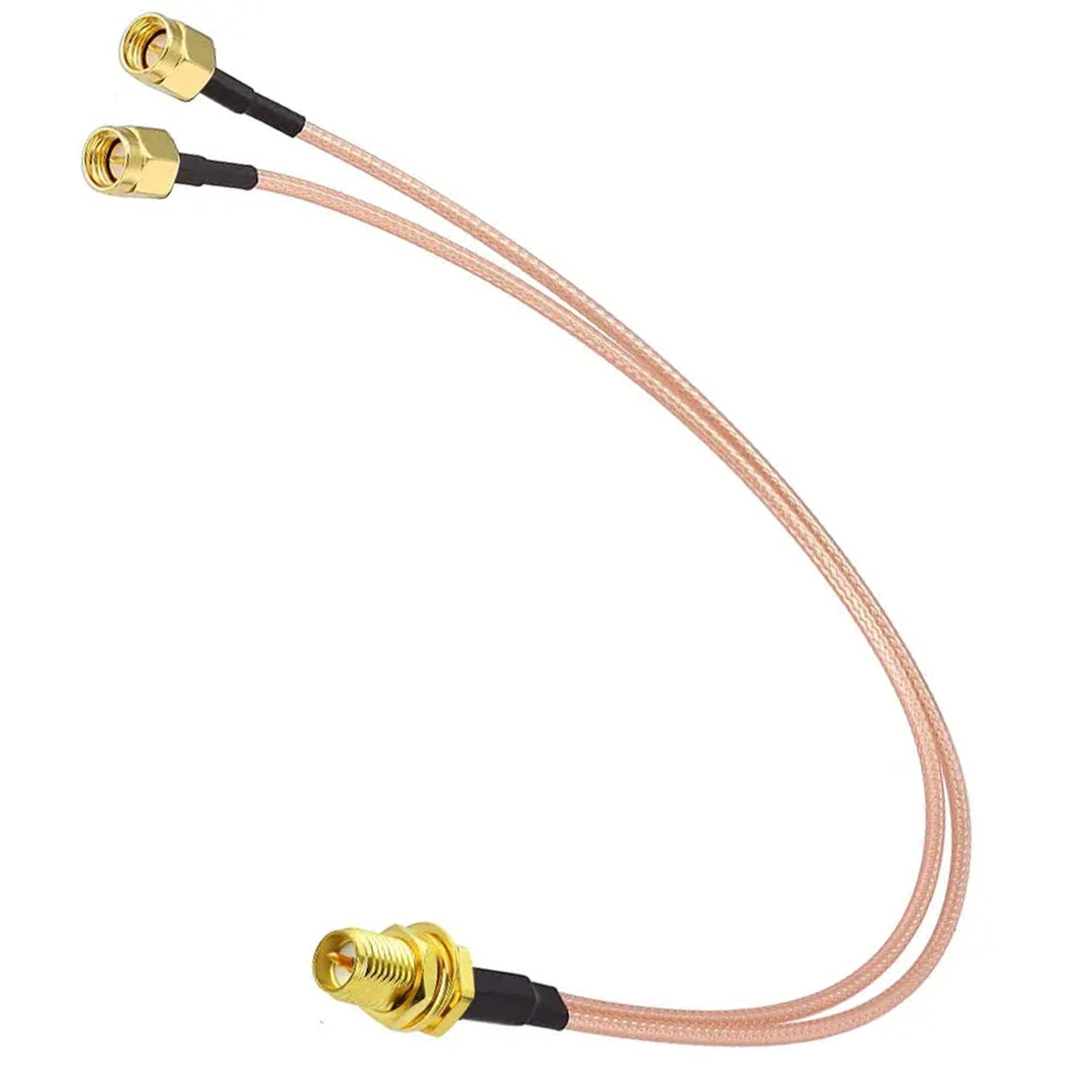 RP SMA Female to Dual SMA Male V Type RG 316 Coaxial Splitter Cable- 15cm