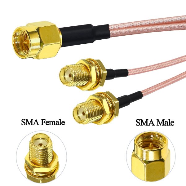 SMA Male to Dual SMA Female RG 316 Cable 4 SMA Male to Dual SMA Female Splitter Cable V Type SMA Wire for Antenna Router Modem-15cm