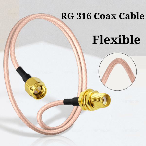 Low Loss RG316 Flexible RF Antenna Extender Coaxial Cable with SMA Male to SMA Female Connector for Indoor/Outdoor, Jumper Cable Assemblies