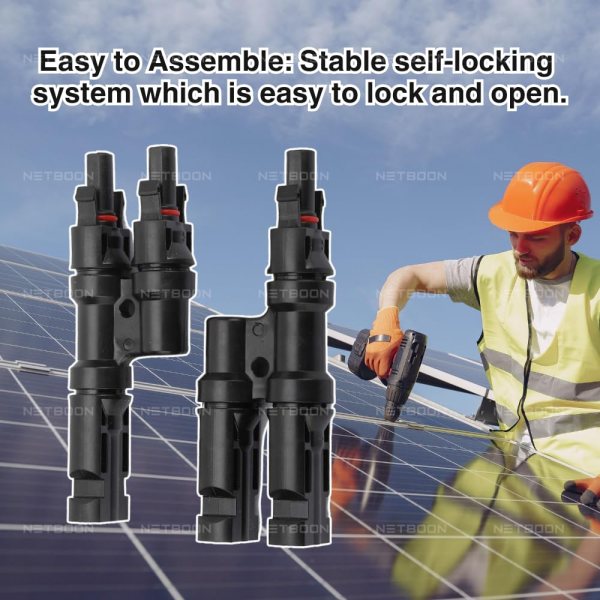 Solar Two Way, 2 in 1 PV Branch Connector for Solar Generator Battery Pack with 5 Pair MC 4 Connector