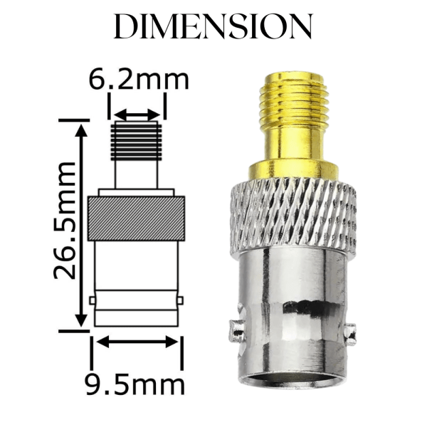 BNC Female to SMA Female Adapter | 50 Ohm RF Coaxial Connector - Pack of 2