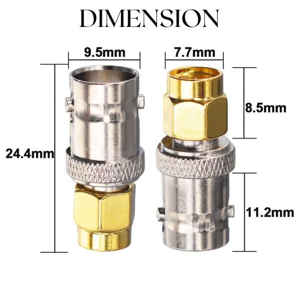 BNC FEMALE TO SMA MALE ADAPTER 1000x1000 (4) BNC Female to SMA Male Adapter | 50 Ohm RF Coaxial Connector | SMA Plug to BNC Jack Converter - PACK OF 2