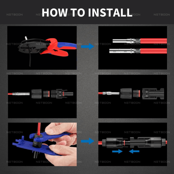 Solar Crimping Tool with Spanner and 5 Pair Solar Panel Connector for Photovoltaic System