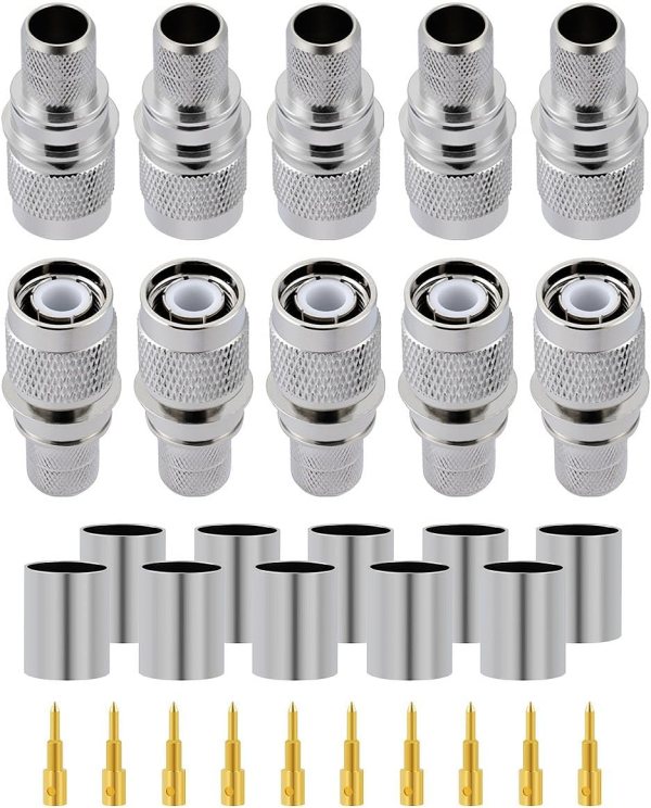 TNC Male Connector for LMR400, HLF400, RG8, KMR400, RG213, Belden 9913 Coaxial Cables - PACK OF 2