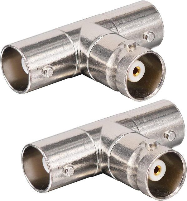 BNC Femael to dual band female adapter (1) NETBOON BNC Female to Dual BNC Female T-Type Adapter | 75 Ohms High-Quality Splitter Connector