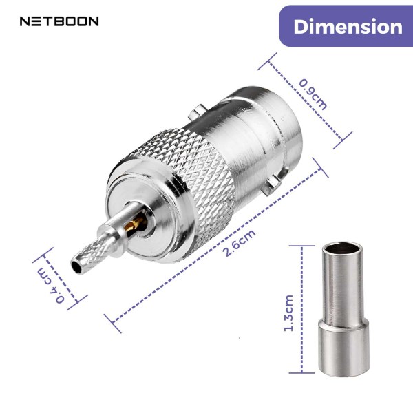 BNC Female Crimp Connector For RG174, RG316, RG178 Coaxial Cables - PACK OF 2