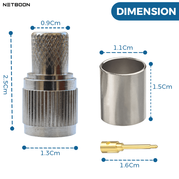 TNC Male Connector for LMR400, HLF400, RG8, KMR400, RG213, Belden 9913 Coaxial Cables - PACK OF 2