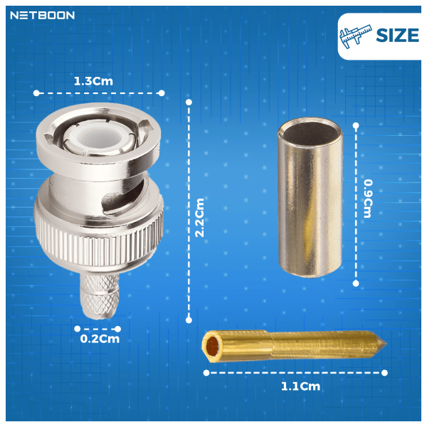 BNC Male Connector for RG59 Cable (3) BNC Male Crimp Connector for RG59 Coaxial Cables - PACK OF 2