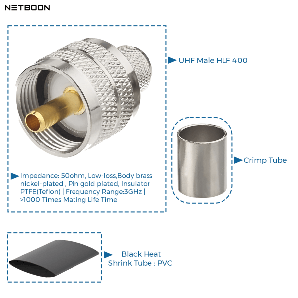 PL259 UHF Clamp Type LMR240 LMR-240 RG59U RG8X RG-8X RF Screw Coaxial Cable Connector Nickel Plated with Gold Plated Pin (Pack of 10 PL259 UHF Clamp Type LMR240 LMR-240 RG59U RG8X RG-8X RF Screw Coaxial Cable Connector Nickel Plated with Gold Plated Pin (Pack of 10