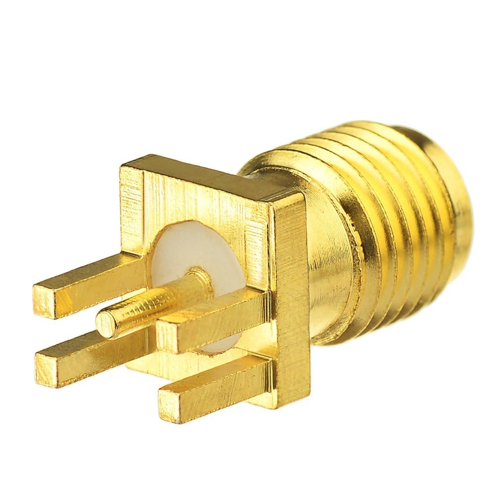 SMA Female Edge Mount PCB Connector | End Launch Jack for 1.0mm PCB | Straight Solder RF Coaxial Socket (Pack of 2)