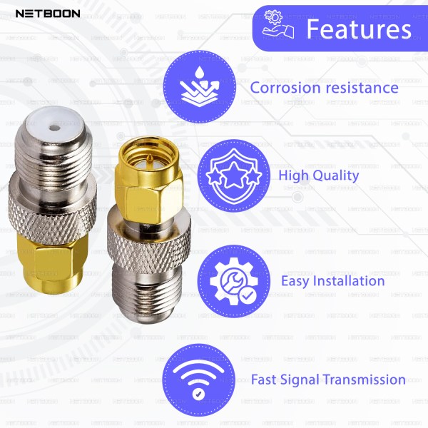 SMA Male to F Type Female Adapter | Coaxial RF Connector | SMA to F-Type Converter (Pack of 2)