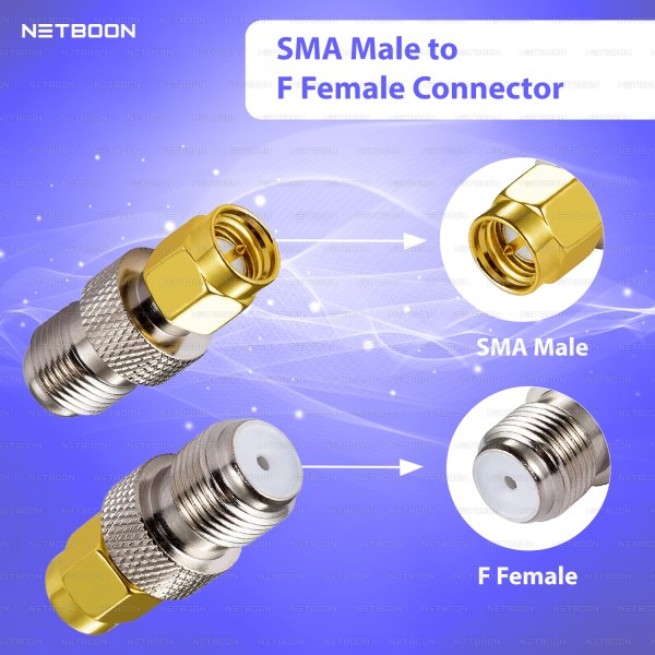 SMA Male to F Type Female Adapter | Coaxial RF Connector | SMA to F-Type Converter (Pack of 2)
