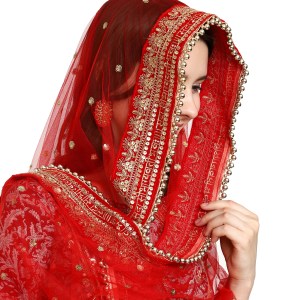 Sada Saubhagyawati Bhava Bridal Wedding Dupatta – Sequins Kiran Lace