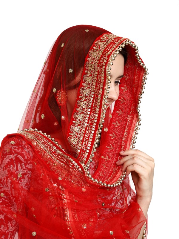 Sada Saubhagyawati Bhava Bridal Wedding Dupatta – Sequins Kiran Lace