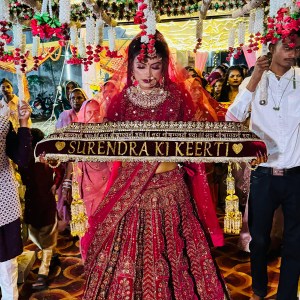 Sada Saubhagyawati Bhava Customized Bridal Dupatta with Sequins