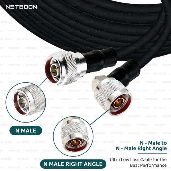 HLF400 Coaxial Cable – N Male to N Male Right Angle Connector | Premium RF Cable Assembly